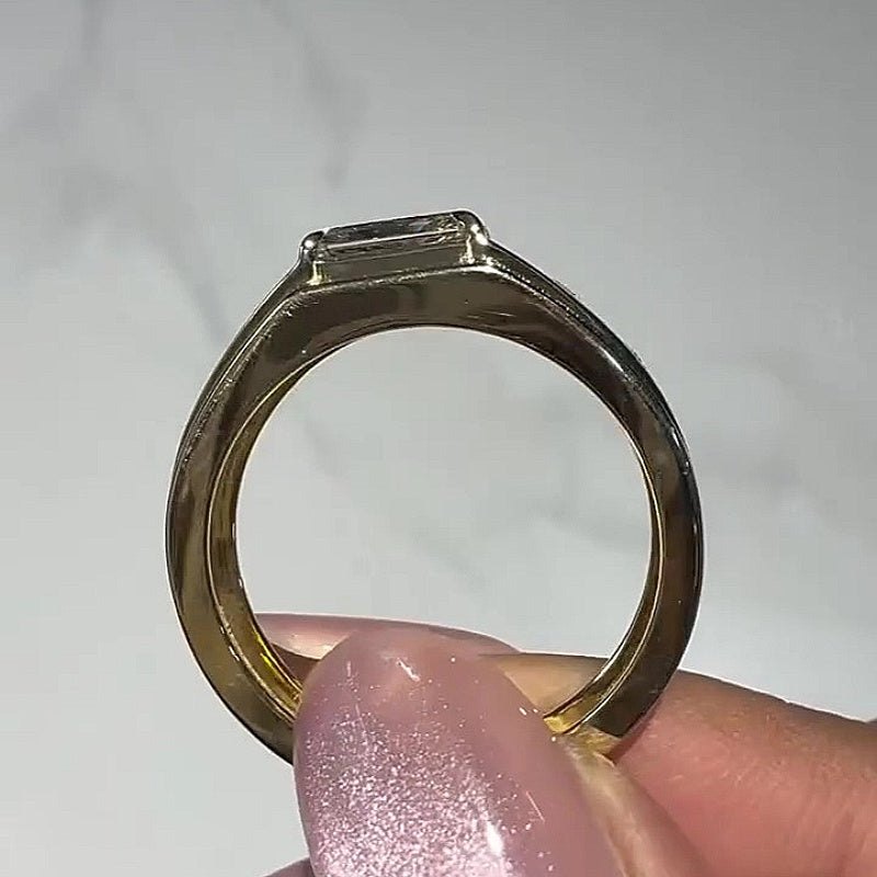 Jzora Handmade Bold 2CT Radiant Cut Moissanite Men's Wedding Band Ring