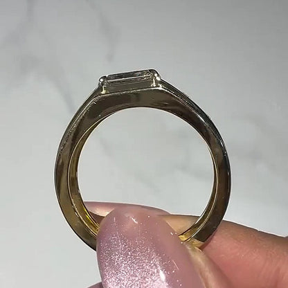 Jzora Handmade Bold 2CT Radiant Cut Moissanite Men's Wedding Band Ring