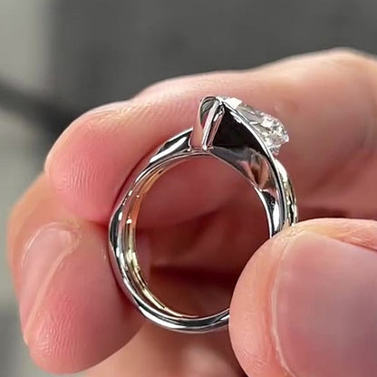 Jzora Handmade Intertwined Two-Tone Asscher Cut Moissanite Ring Set