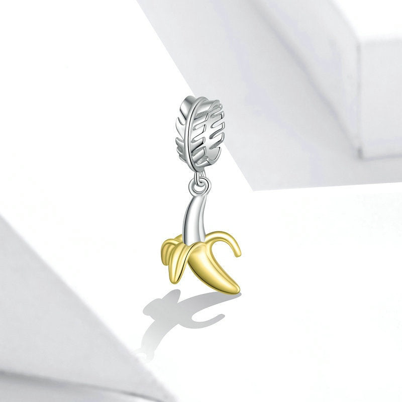 Jzora Trendy Playful Fruit Banana Sterling Silver Charm