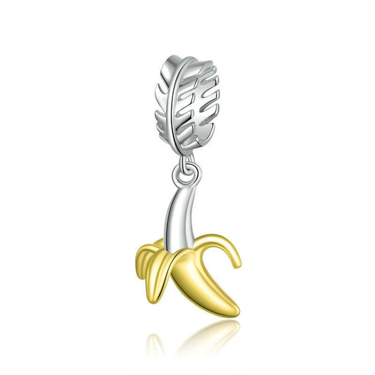 Jzora Trendy Playful Fruit Banana Sterling Silver Charm