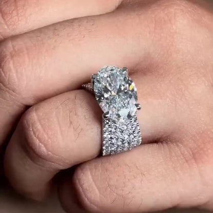 Jzora Handmade Oval Cut Four Prong Full Pave Women’s Luxury Engagement Ring
