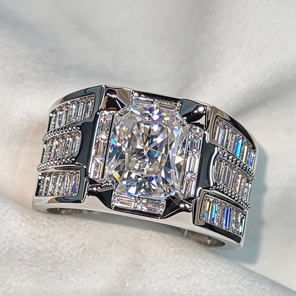 Jzora Handmade Iced Out Moissanite Men's Luxury Statement Ring