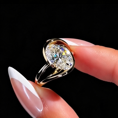 Jzora Handmade Oval Cut Moissanite Twisted Intertwined Band Luxe Women’s Engagement Ring