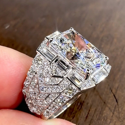 Jzora Handmade Grand Vintage Art Deco Radiant Cut Luxury Men’s Ring
