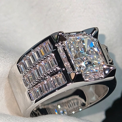 Jzora Handmade Iced Out Moissanite Men's Luxury Statement Ring