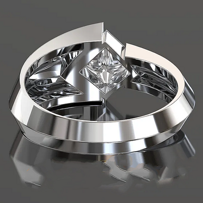 Jzora handmade princess-cut architectural statement men's ring