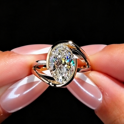 Jzora Handmade Oval Cut Moissanite Twisted Intertwined Band Luxe Women’s Engagement Ring