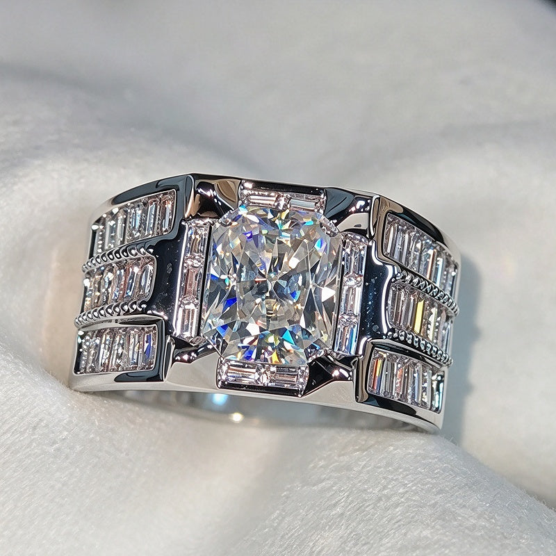 Jzora Handmade Iced Out Moissanite Men's Luxury Statement Ring