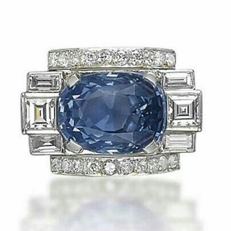 Jzora Handmade Luxury Sapphire Oval CZ Vintage Men's Ring