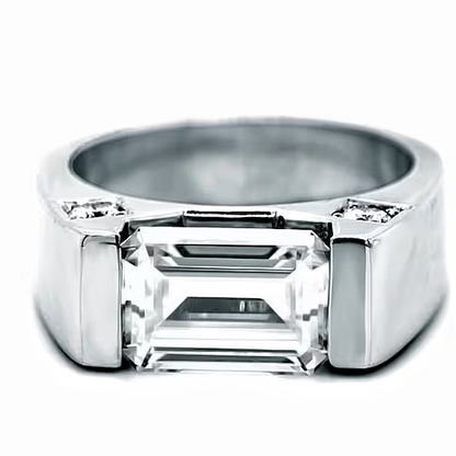 Jzora handmade bold contemporary step-cut crystal men’s fashion ring