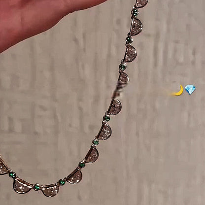 Jzora handmade half-moon cut crescent moon link necklace