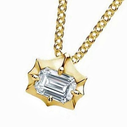 Jzora handmade emerald cut star-claw pendant men’s gold necklace