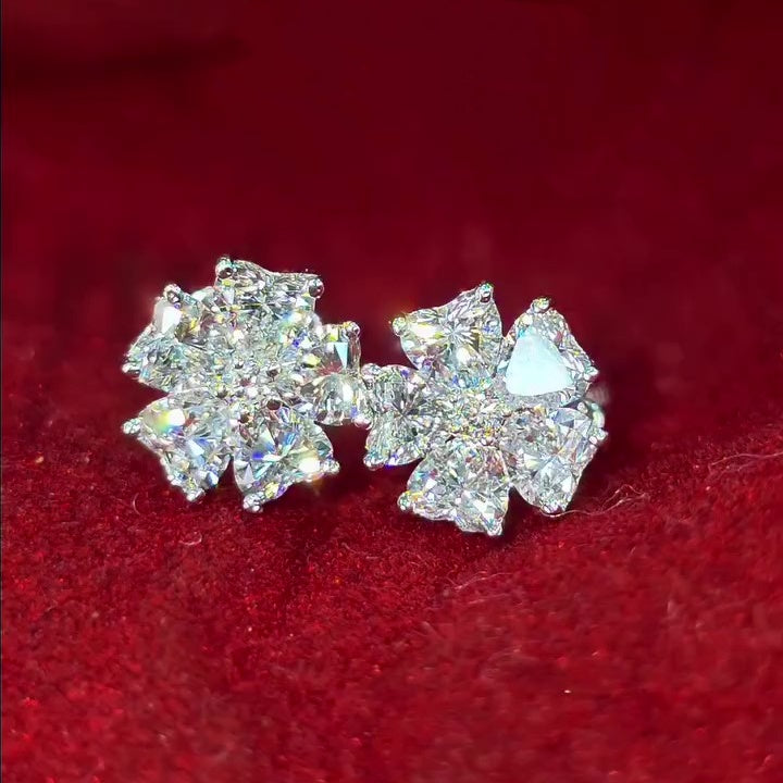 Jzora Handmade Floral Design Heart Shape Sterling Silver Earrings