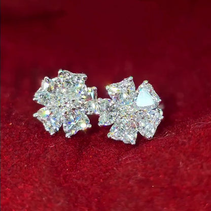 Jzora Handmade Floral Design Heart Shape Sterling Silver Earrings