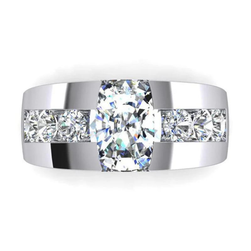 Jzora handmade 5ct cushion cut designer-inspired luxury men's eternity ring