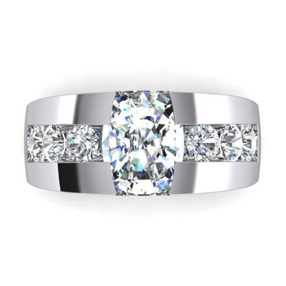 Jzora handmade 5ct cushion cut designer-inspired luxury men's eternity ring