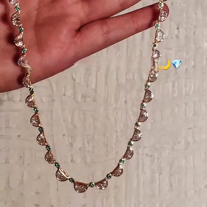 Jzora handmade half-moon cut crescent moon link necklace