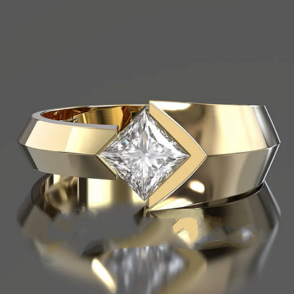 Jzora handmade princess-cut architectural statement men's ring