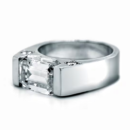 Jzora handmade bold contemporary step-cut crystal men’s fashion ring