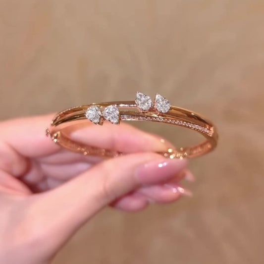 Jzora handmade elegant petal duo pear cut bracelet