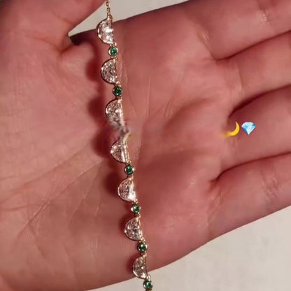 Jzora handmade half-moon cut crescent moon link necklace