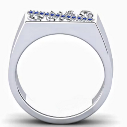 Jzora handmade classic sapphire line engraved men’s band ring