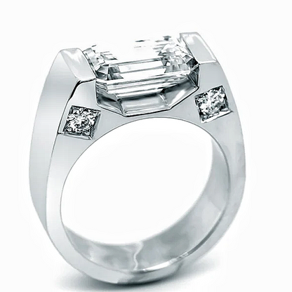 Jzora handmade bold contemporary step-cut crystal men’s fashion ring