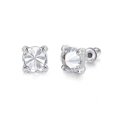 Jzora handmade 2ct round cut moissanite minimalist sterling silver earrings