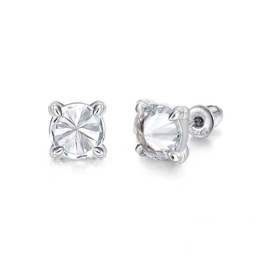 Jzora handmade 2ct round cut moissanite minimalist sterling silver earrings