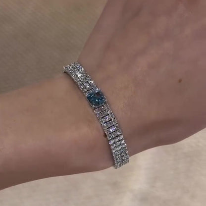 Jzora Handmade Aquamarine Cushion Cut Gorgeous Bracelet