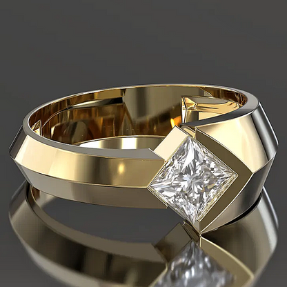 Jzora handmade princess-cut architectural statement men's ring