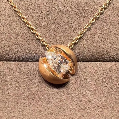 Jzora handmade golden pear cut chic & elegant sterling silver necklace