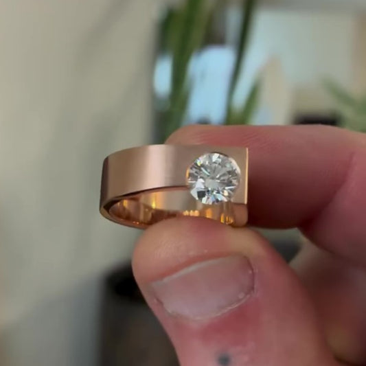 Jzora handmade minimalist & modernist rose gold geometric solitaire men's ring