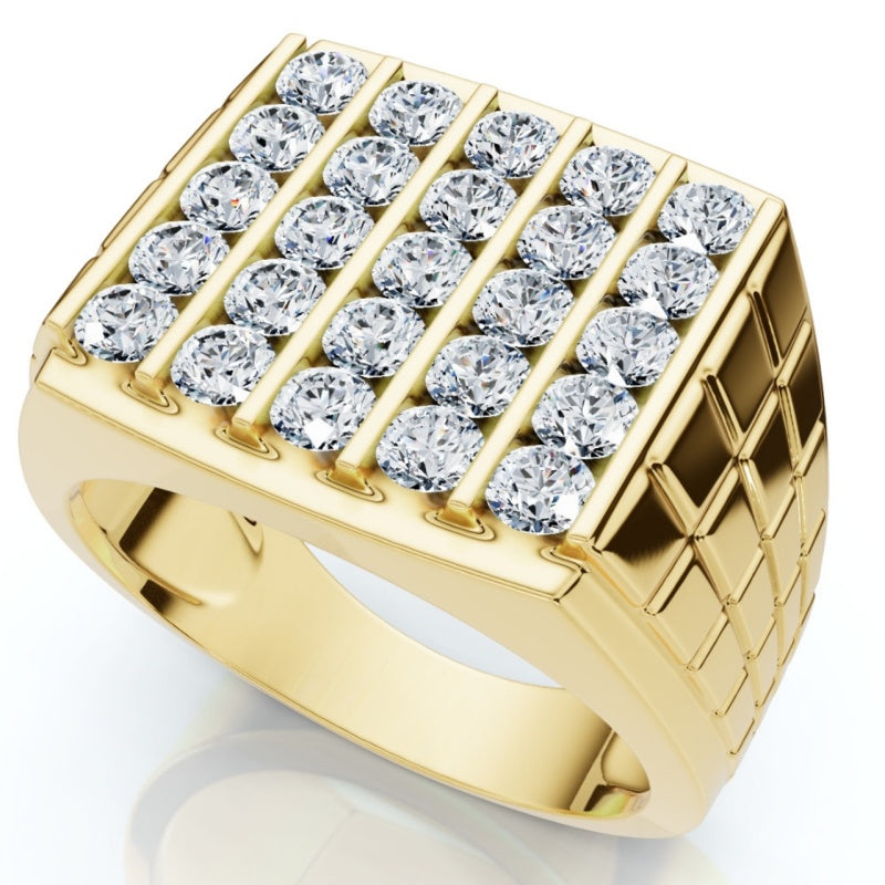 Jzora handmade 5-row round cut grid-style pavé setting men's ring