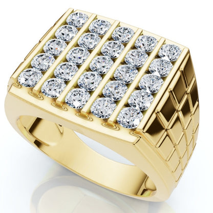 Jzora handmade 5-row round cut grid-style pavé setting men's ring
