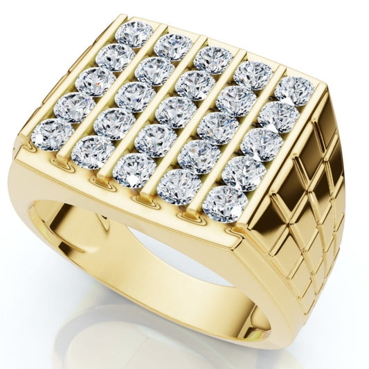 Jzora handmade 5-row round cut grid-style pavé setting men's ring