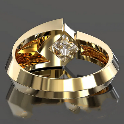 Jzora handmade princess-cut architectural statement men's ring