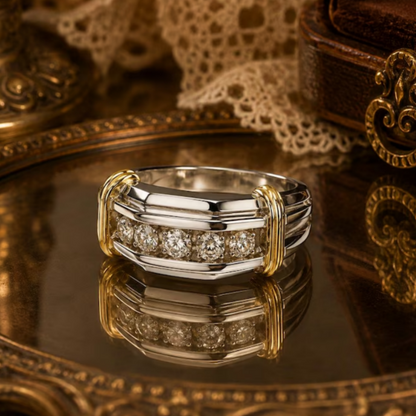 Jzora handmade fashion round cut statement men’s ring
