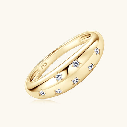 Jzora handmade 0.11ct elegant and captivating star-adorned moissanite sterling silver ring