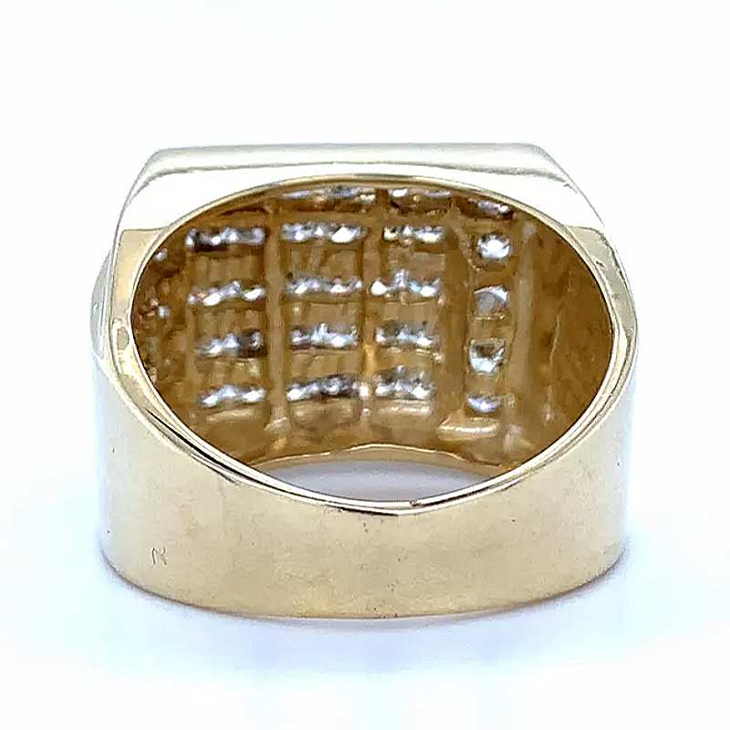 Jzora Handmade Multiple Tiers Channel Set Round CZ Angled Men's Band Ring