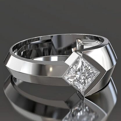 Jzora handmade princess-cut architectural statement men's ring
