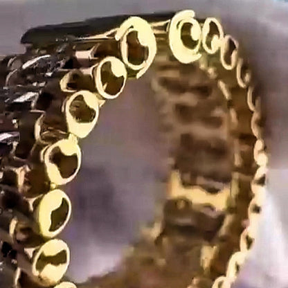 Jzora handmade two-tone geometric link pattern men's ring