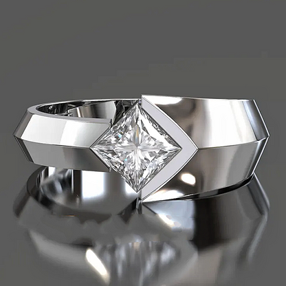 Jzora handmade princess-cut architectural statement men's ring