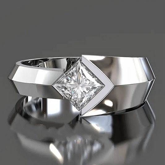 Jzora handmade princess-cut architectural statement men's ring