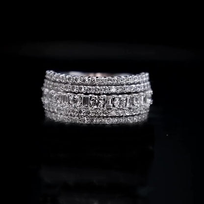 Jzora handmade five row stunning sterling silver ring