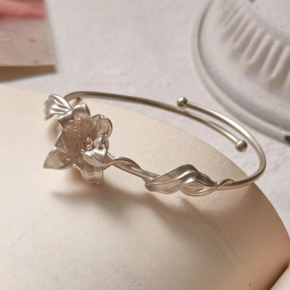 Jzora Handmade Unique lily Vine Adjustable Open-Cuff Bracelet