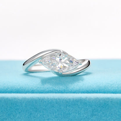 Jzora handmade 2ct marquise cut moissanite chic & elegant sterling silver solitaire ring