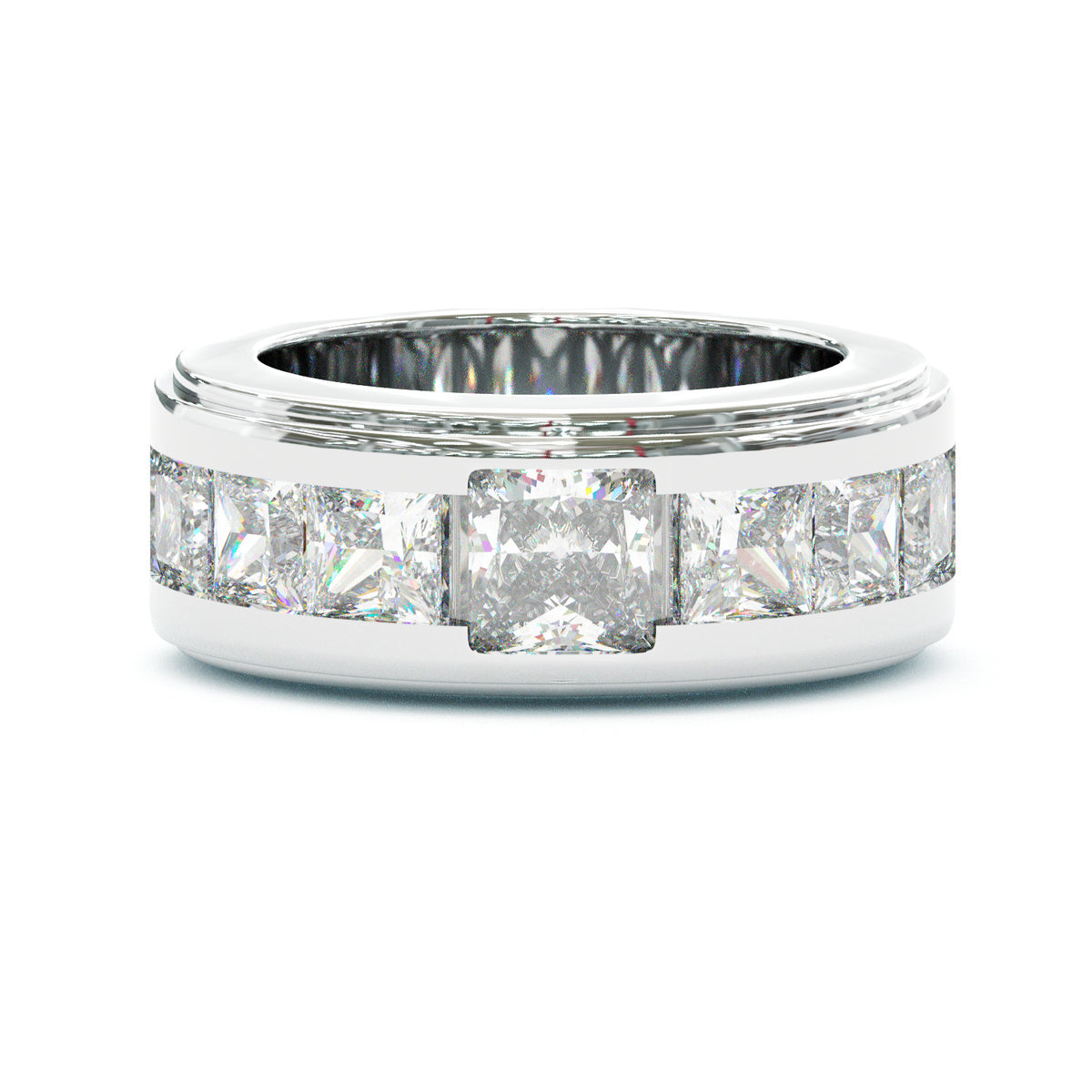 Jzora Handmade Moissanite Princess Cut Unique Men's Wedding Ring