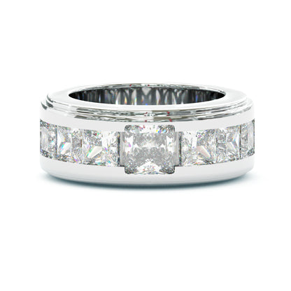 Jzora Handmade Moissanite Princess Cut Unique Men's Wedding Ring
